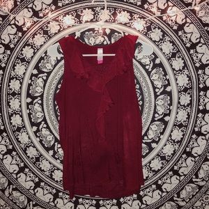 Maroon NO BOUNDARIES Ruffled Tank